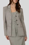 Blu Pepper Plaid Blazer In Gray