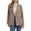Blu Pepper Plaid Double Breasted Blazer In Khaki