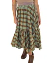 BLU PEPPER PLAID MIDI SKIRT IN OLIVE