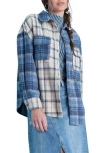 Blu Pepper Plaid Patchwork Button-up Shirt In Denim Multi