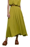 Blu Pepper Pleated Maxi Skirt In Kiwi