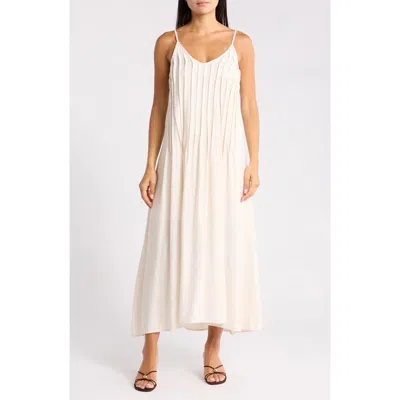 Blu Pepper Pleated Maxi Sundress In White