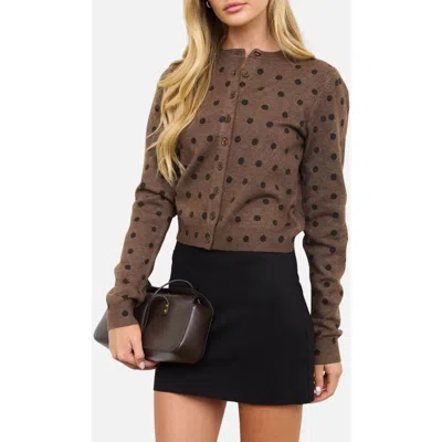 Blu Pepper Polka Dot Cardigan In Brown