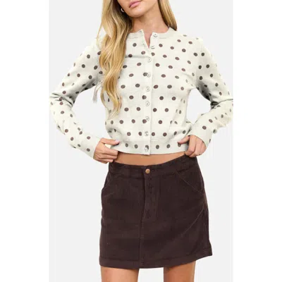 Blu Pepper Polka Dot Cardigan In Neutral