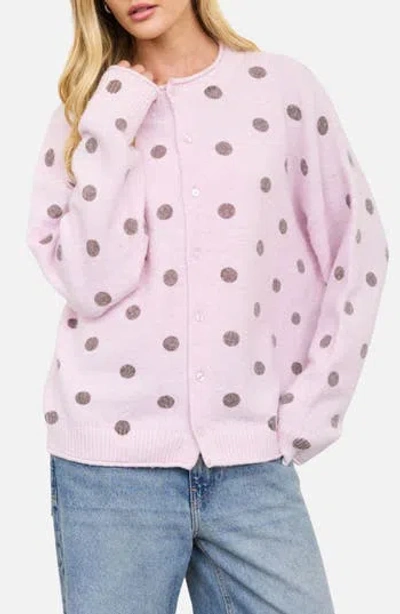 Blu Pepper Polka Dot Cardigan In Pink
