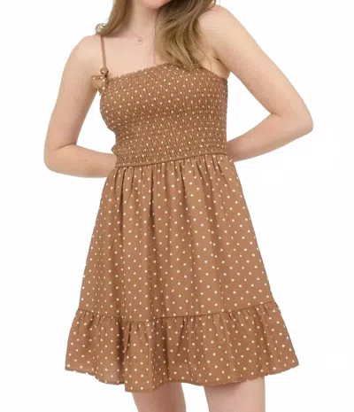 Blu Pepper Polka Dot Mini Dress In Brown