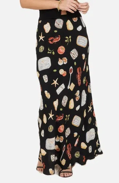 Blu Pepper Print Midi Skirt In Multi