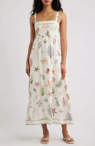 Blu Pepper Printed Midi Sundress In Multi