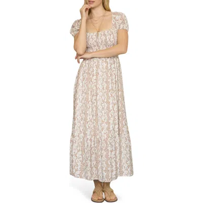 Blu Pepper Printed Smock Midi Dress In Neutral