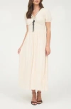 Blu Pepper Puff Sleeve A-line Midi Dress