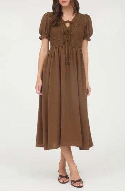 Blu Pepper Puff Sleeve Maxi Dress