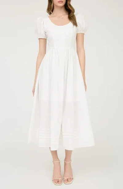 Blu Pepper Puff Sleeve Midi Dress