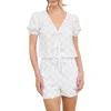 Blu Pepper Puff Sleeve Tie Front Top