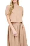 Blu Pepper Puff Sleeve Top