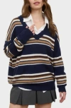 Blu Pepper Pullover V-neck Sweater In Blue
