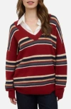 Blu Pepper Pullover V-neck Sweater In Red