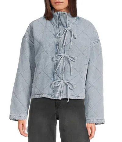 Blu Pepper Quilted Jacket With Ties In Light Denim In Blue