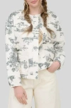 Blu Pepper Quilted Printed Cotton Jacket In White