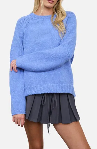 Blu Pepper Raglan Rib Knit Sweater In Blue