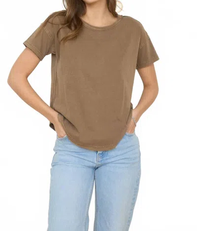 Blu Pepper Reilly Exposed Seam Knit Top In Brown