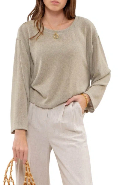 Blu Pepper Relaxed Rib Top In Light Olive