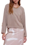 Blu Pepper Relaxed Rib Top In Light Taupe