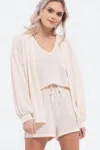 Blu Pepper Reverse Stitched Open Front Cardigan In Cream