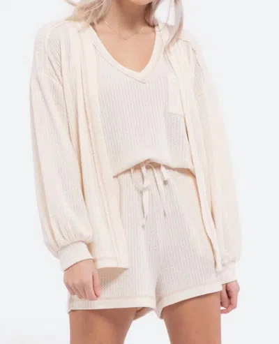 Blu Pepper Reverse Stitched Open Front Cardigan In Cream In White