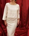 Blu Pepper Rhinestone Trim Crop Blouse In Cream In Neutral