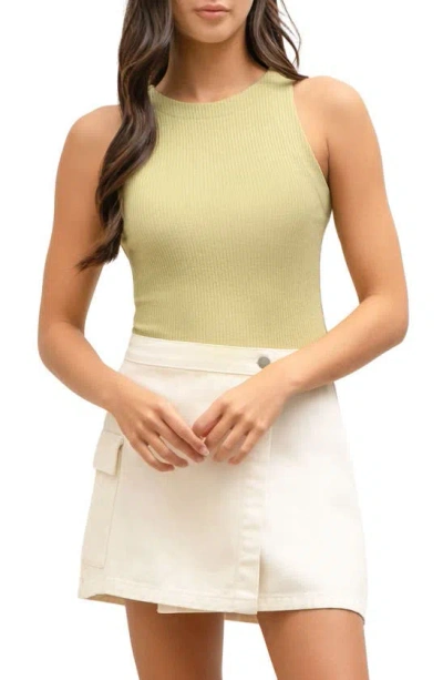 Blu Pepper Rib Tank In Light Olive