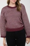 Blu Pepper Rib Trim Sweater In Brown