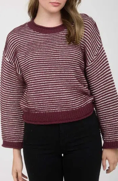 Blu Pepper Rib Trim Sweater In Brown
