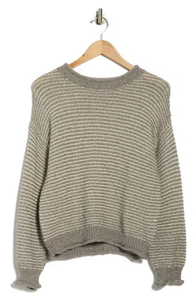 Blu Pepper Rib Trim Sweater In Gray