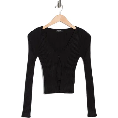 Blu Pepper Ribbed Cardigan Sweater In Black