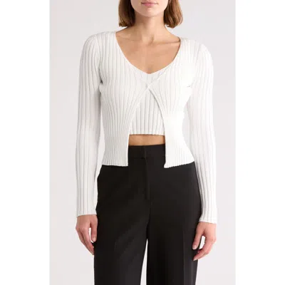 Blu Pepper Ribbed Cardigan Sweater In Ivory
