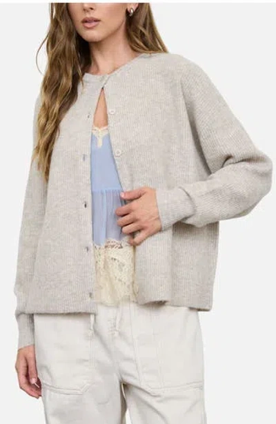 Blu Pepper Ribbed Crewneck Cardigan In Gray