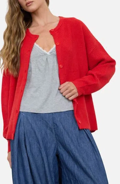 Blu Pepper Ribbed Crewneck Cardigan In Multi