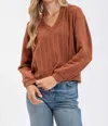 BLU PEPPER RIBBED KNIT TOP IN SIENNA