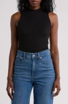 Blu Pepper Ribbed Mock Neck Tank In Black