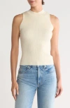 Blu Pepper Ribbed Mock Neck Tank In Cream