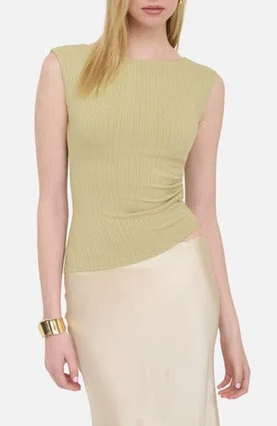 Blu Pepper Ribbed Ruched Top In Green