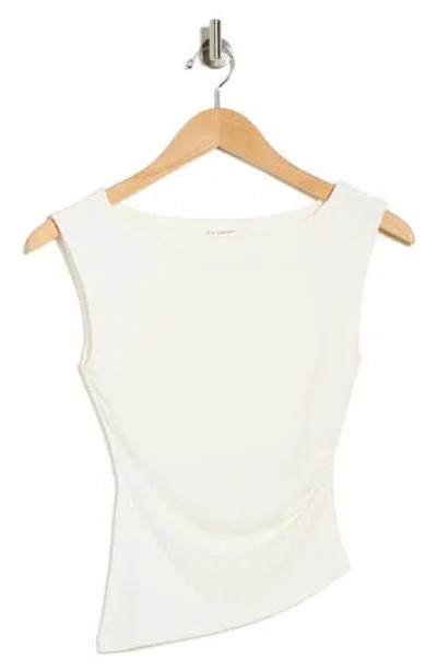 Blu Pepper Ribbed Ruched Top In White