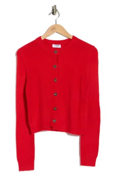 Blu Pepper Ribbon Button Crop Cardigan In Red
