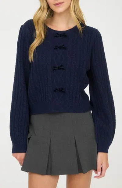 Blu Pepper Ribbon Crewneck Sweater In Blue