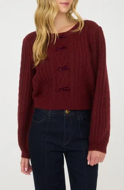 Blu Pepper Ribbon Crewneck Sweater In Burgundy