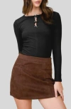 Blu Pepper Ribbon Trio Long Sleeve Knit Top In Black