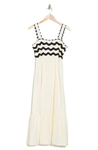 Blu Pepper Ric Rac Midi Dress In Cream