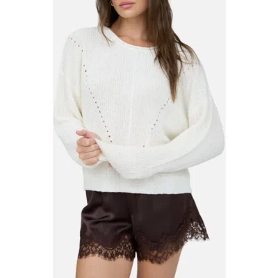 Blu Pepper Rolled Edge Pointelle Sweater In Cream