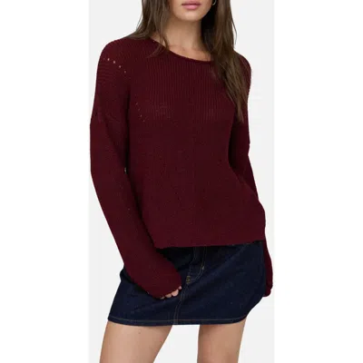 Blu Pepper Rolled Edge Pointelle Sweater In Oxblood