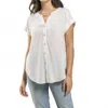 Blu Pepper Rolled Sleeve Button Down Top In White In White